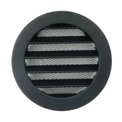 Fekete Dalap AVD fém szellőzőrács, rovarhálóval és karimával, Ø 80 mm