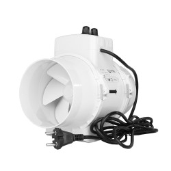 Axiális csőventilátor termosztáttal és fordulatszám-szabályozóval, Ø 100 mm