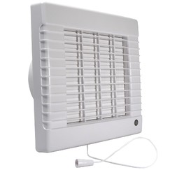 Fürdőszobai ventilátor automata zsaluval és húzókapcsolóval Ø 125 mm, emelt teljesítménnyel